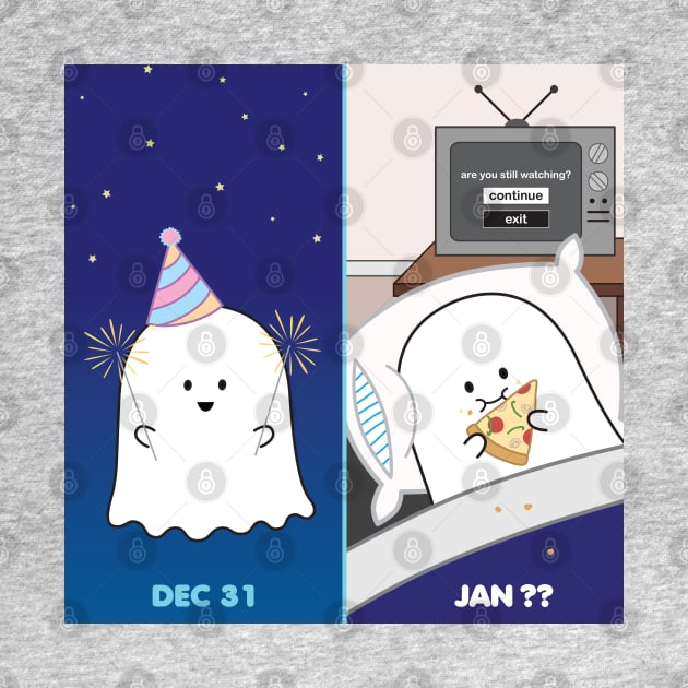 Gordie the Ghost (Dec 31 vs Jan) | by queenie's cards by queenie's cards